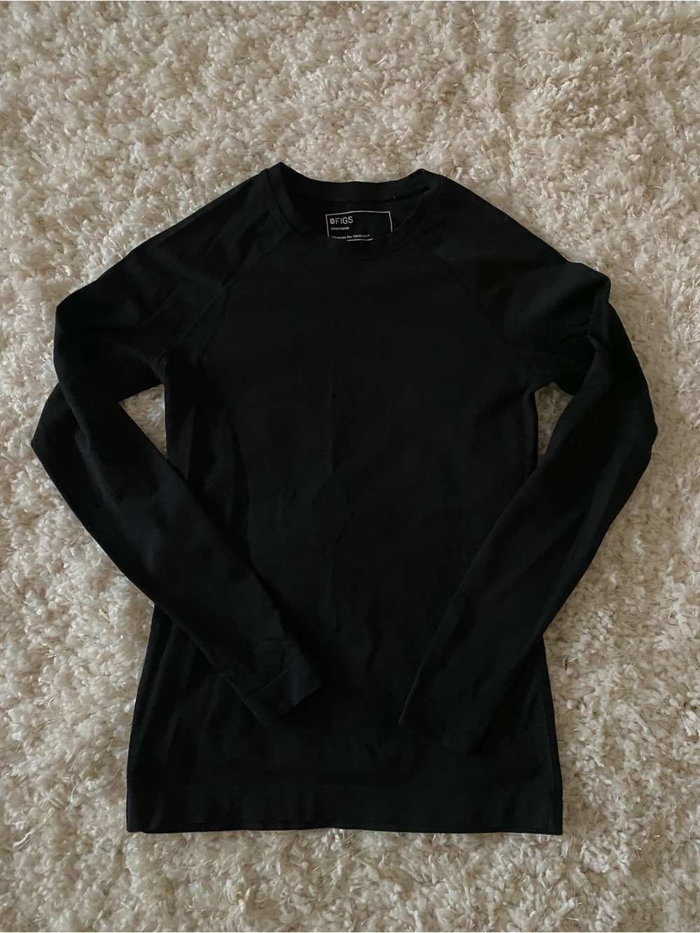 Figs Black Seamless Underscrub Long Sleeve Top